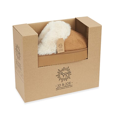 Jo - Joe Ladies Warm Fleece Lined Mules (Size 7) - Cognac