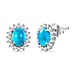 D'Joy Paraiba Moonstone & White Zircon Earring with Push Back in Platinum Overlay Sterling Silver 4.19 Ct.