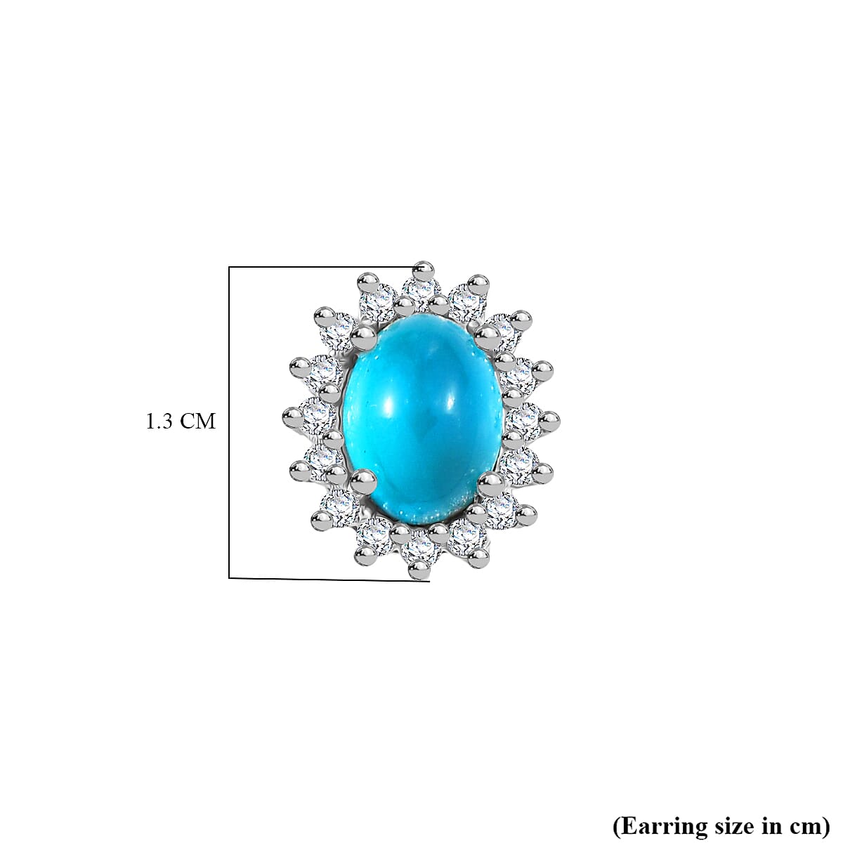 D'Joy Paraiba Moonstone & White Zircon Earring with Push Back in Platinum Overlay Sterling Silver 4.19 Ct.