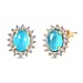 D'Joy Paraiba Moonstone & White Zircon Earring with Push Back in Platinum Overlay Sterling Silver 4.19 Ct.