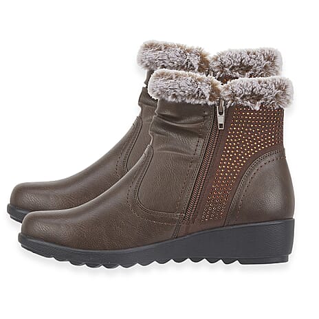 Jo - Joe Basil Ankle Boots With Side Zip Closure (Size 7) - Brown