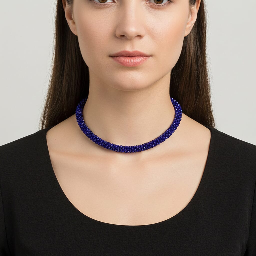 Blue Crystal Fancy Necklace (Size - 20)  0.010  Ct.