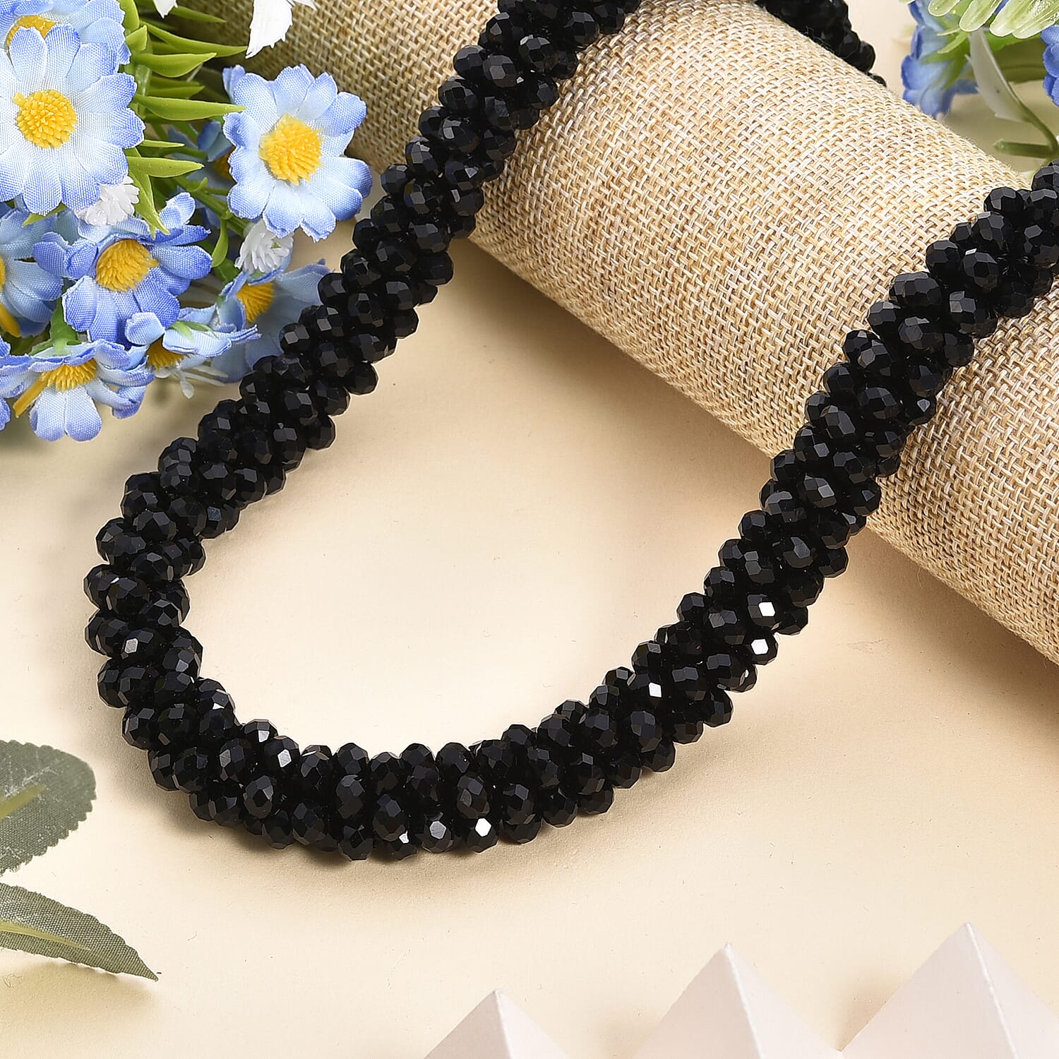 Black Crystal Fancy Necklace (Size - 20)  0.010  Ct.