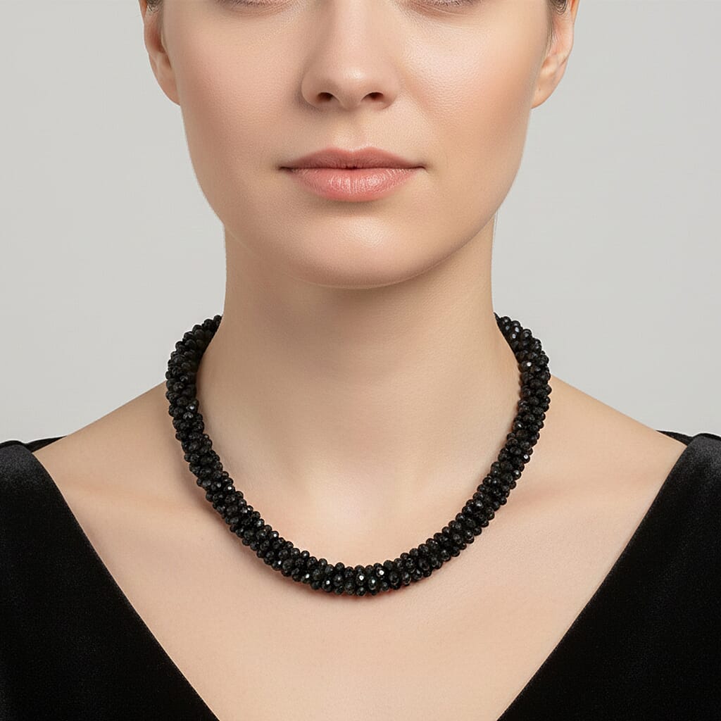 Black Crystal Fancy Necklace (Size - 20)  0.010  Ct.