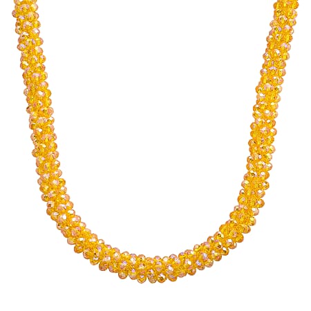 Yellow Crystal Necklace (Size - 20) with Magnetic Clasp