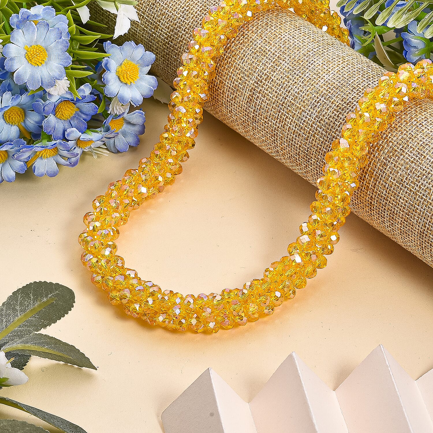 Yellow Crystal Fancy Necklace (Size - 20)  0.010  Ct.