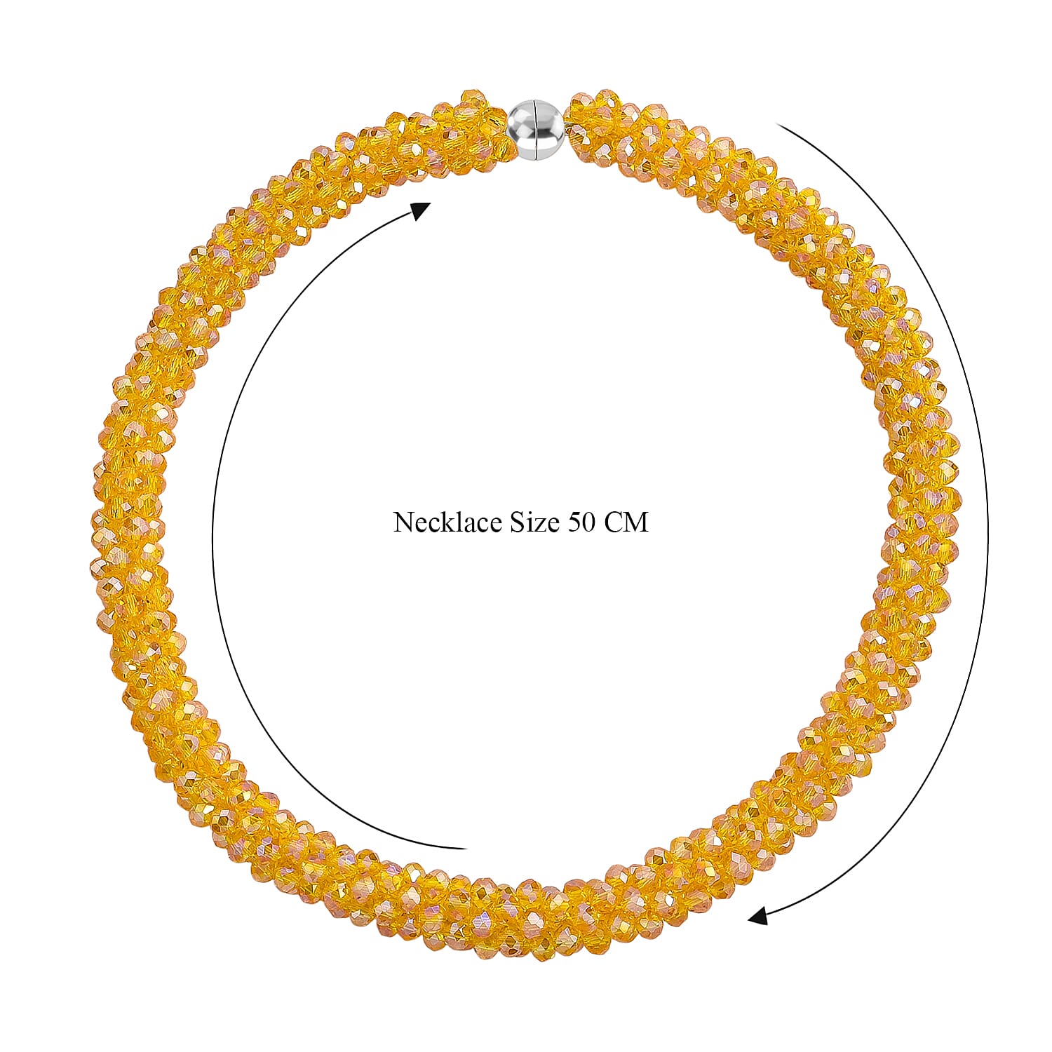 Yellow Crystal Fancy Necklace (Size - 20)  0.010  Ct.