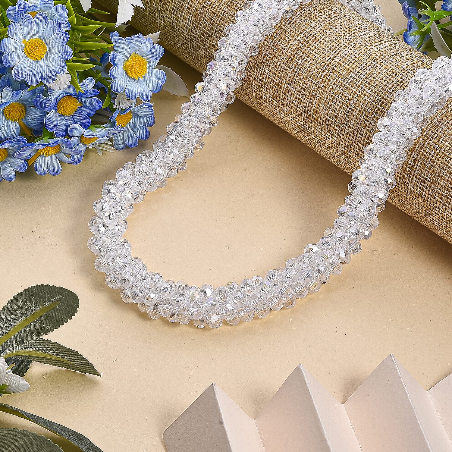 White Mystic Crystal Necklace (Size - 20) with Magnetic Clasp