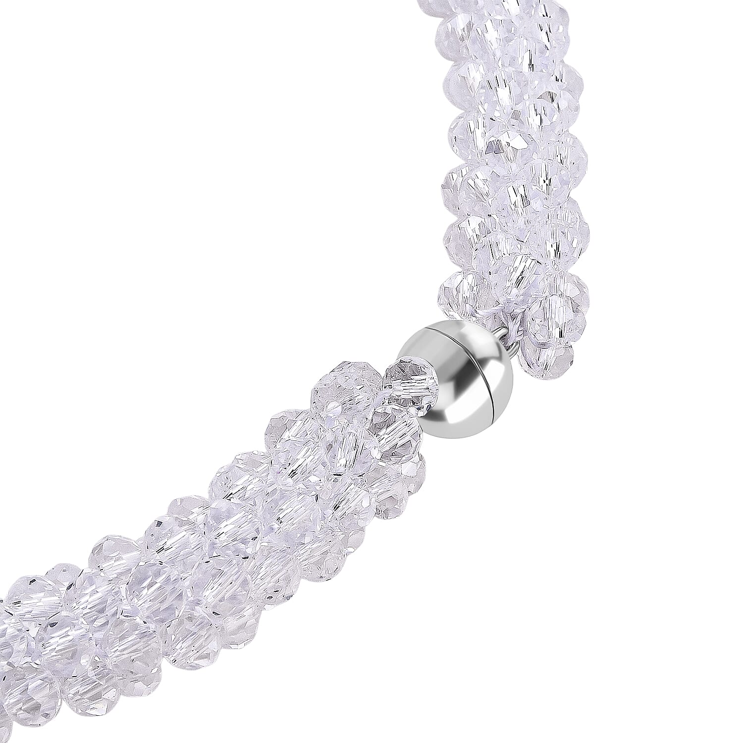 White Mystic Crystal Necklace (Size - 20) with Magnetic Clasp