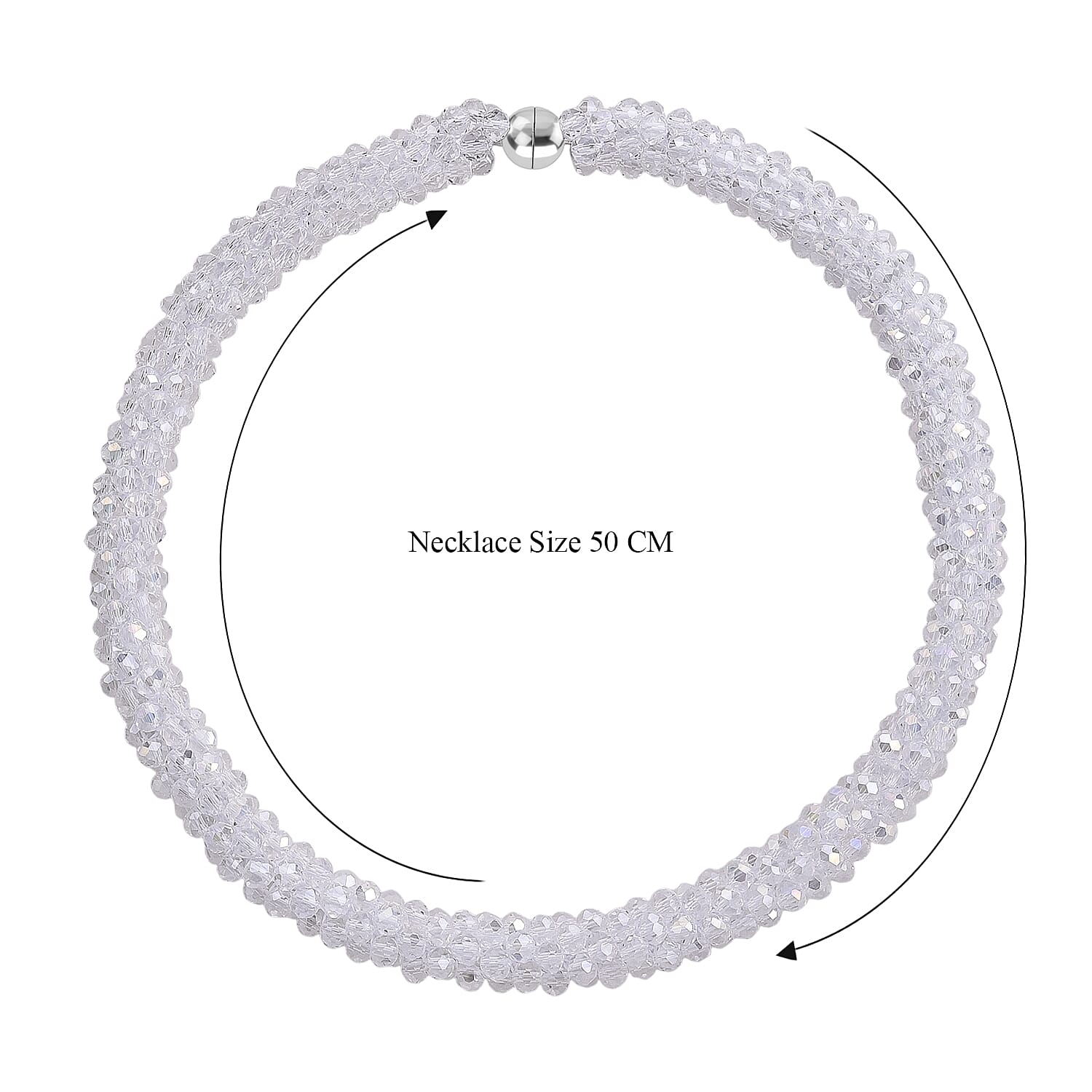 White Mystic Crystal Necklace (Size - 20) with Magnetic Clasp