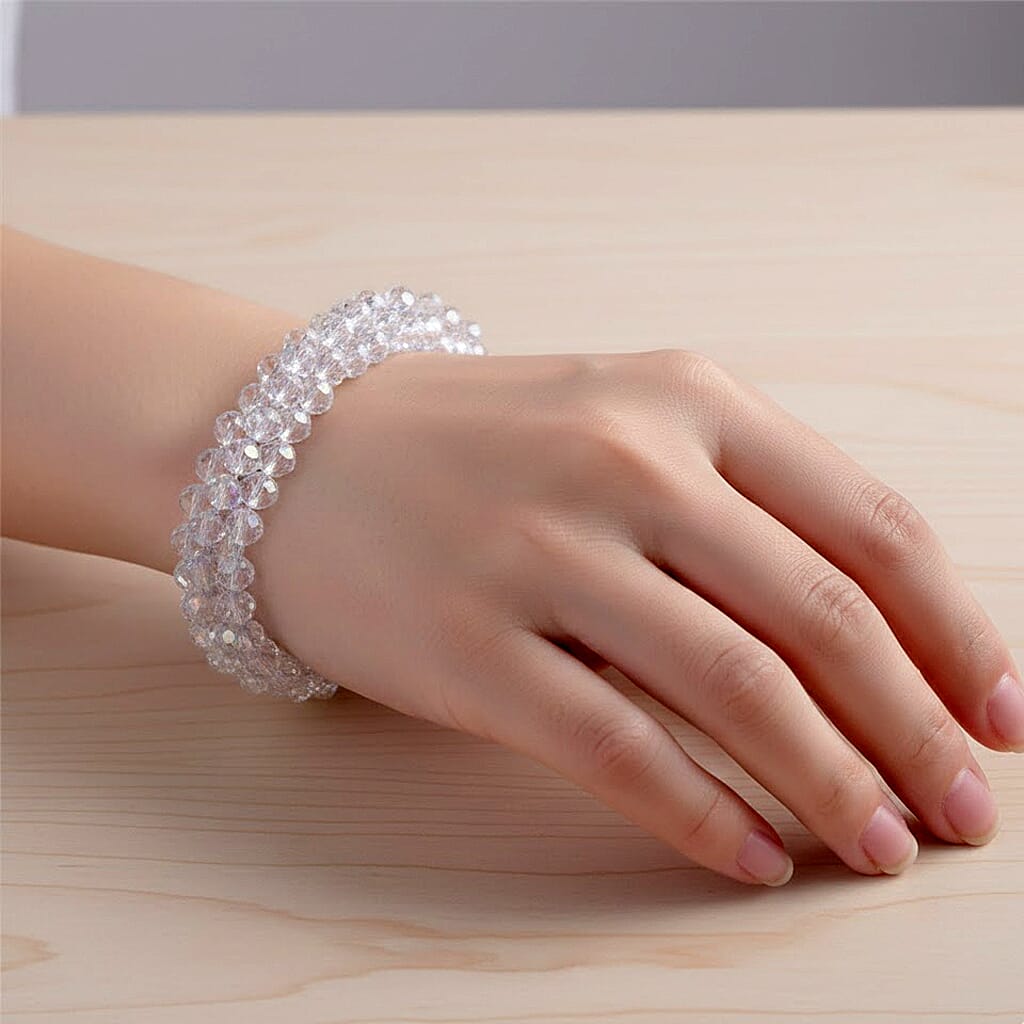 Mystic White Crystal Stretchable Bracelet (Size - 7 to 7.5)