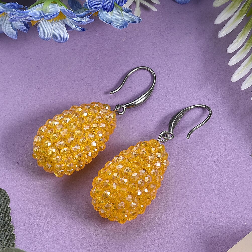 Yellow Crystal Dangling Earring  0.010  Ct.
