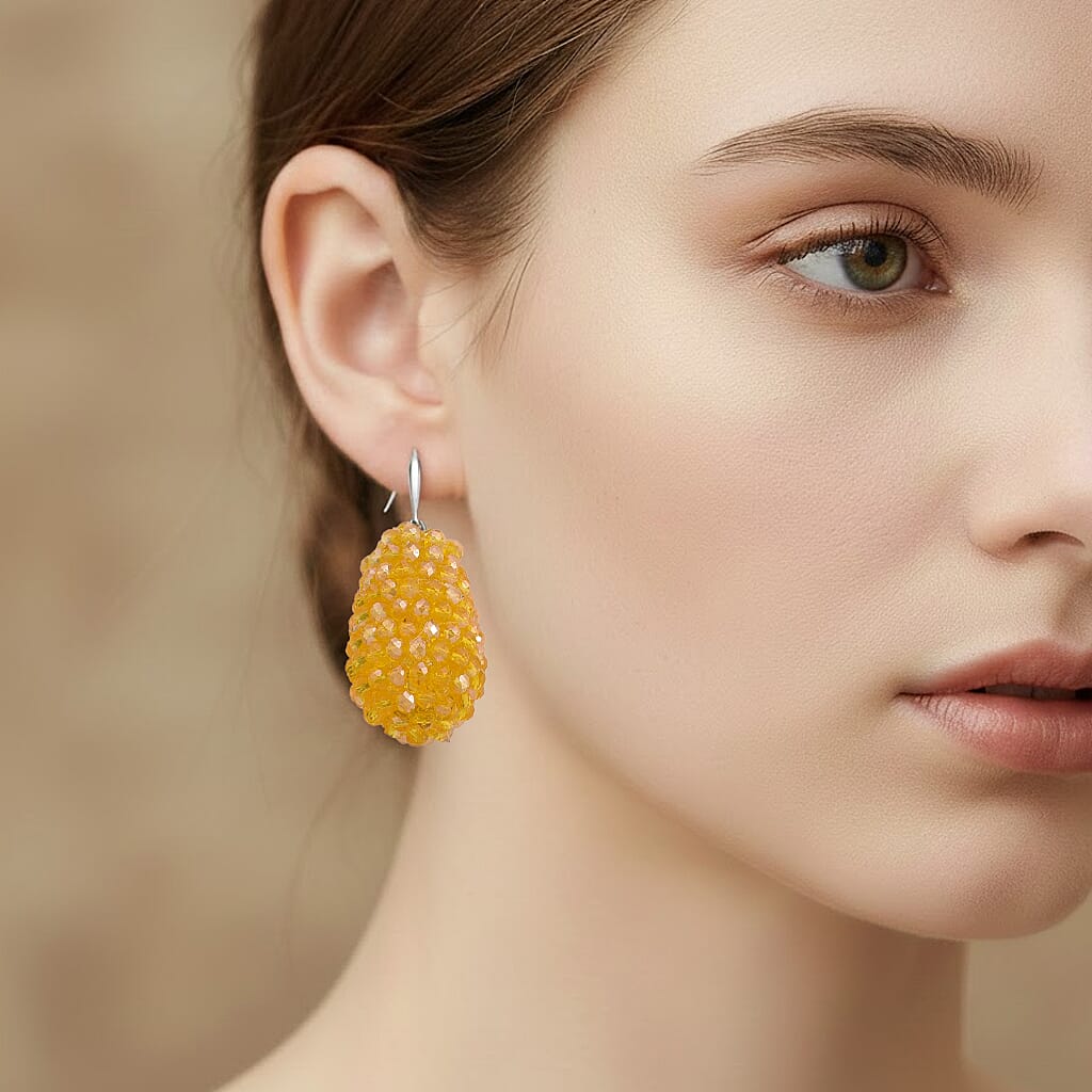 Yellow Crystal Dangling Earring  0.010  Ct.