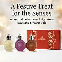 Biggest Christmas Offer 2025 - Molton Brown Festive Bauble Collection - Delicious Rhubarb &amp; Rose, Fiery Pink Pepper, Re-charge Black Pepper Bath &amp; Shower Gels - 75ML Each