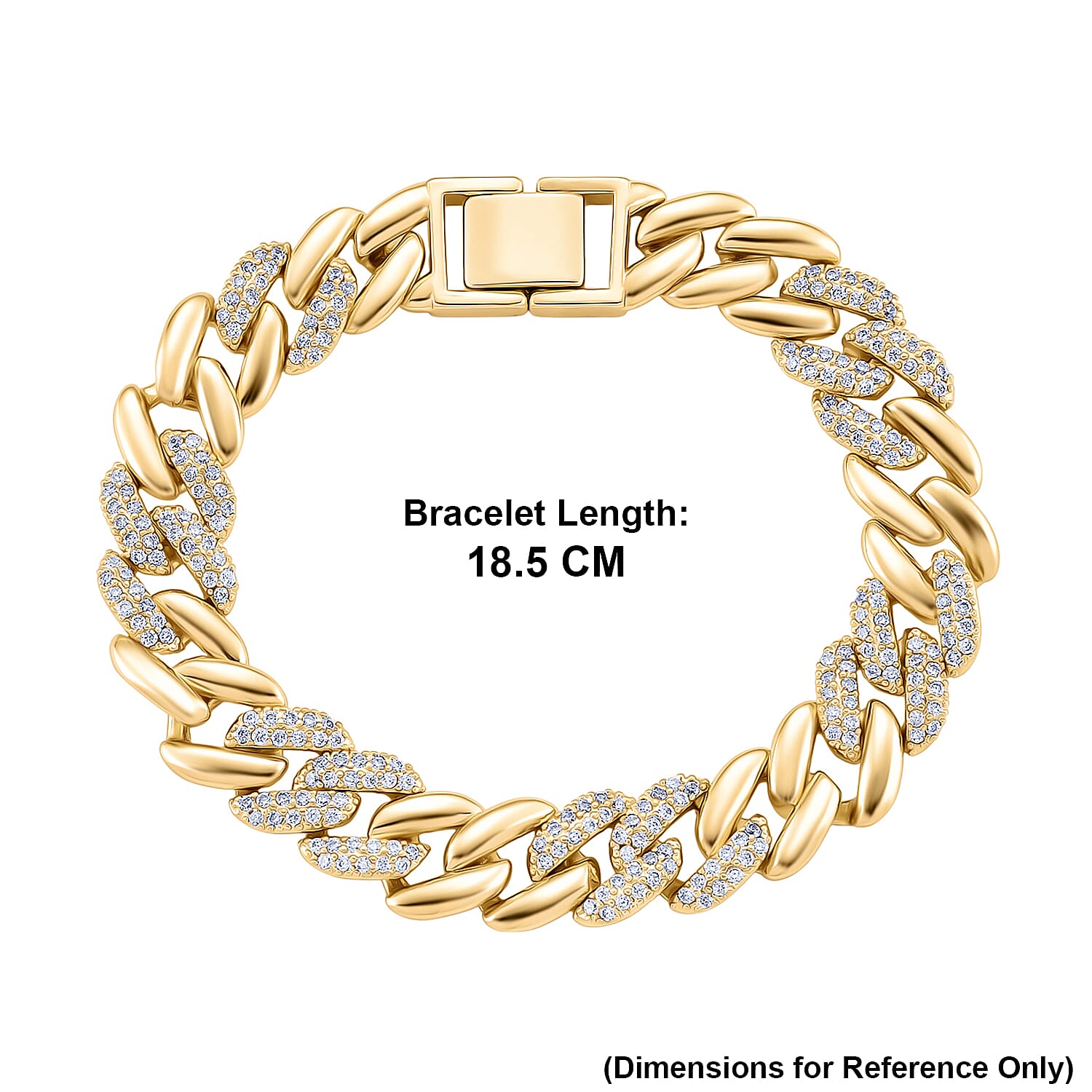 White Cubic Zirconia Bracelet (Size - 7.25) in Yellow Gold Tone 1.00 Ct.