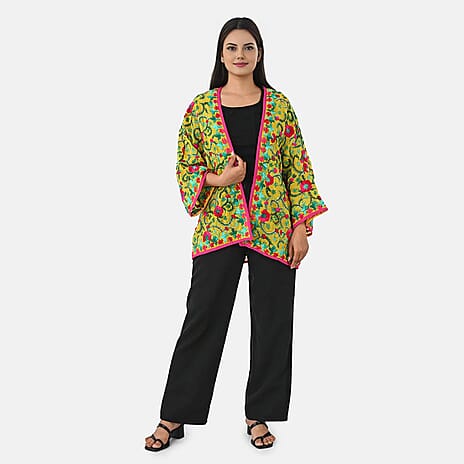 VALLISERIE Embroidery Kimono (Size - One Size) - Yellow