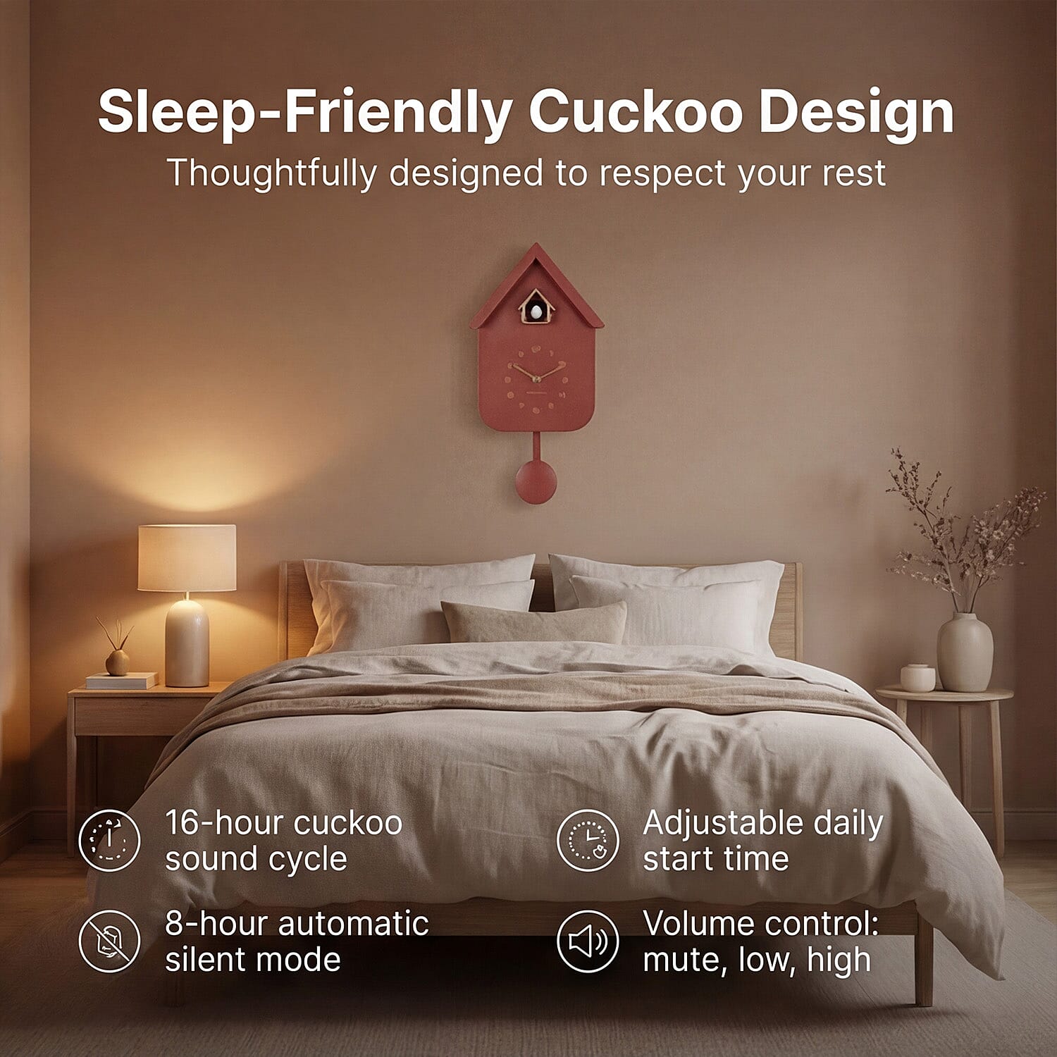 Karlsson-Cuckoo Wall Clock - Wine