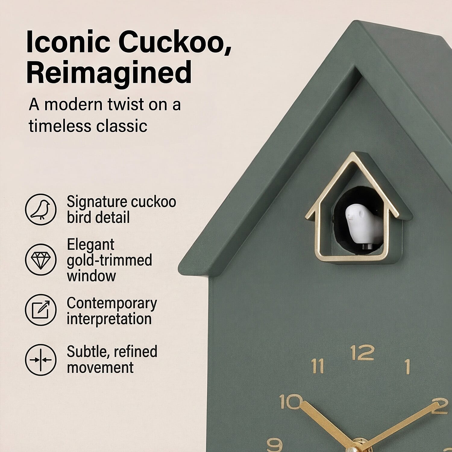 UK First Time Launch Karlsson- Cuckoo Wall Clock - Jungle Green