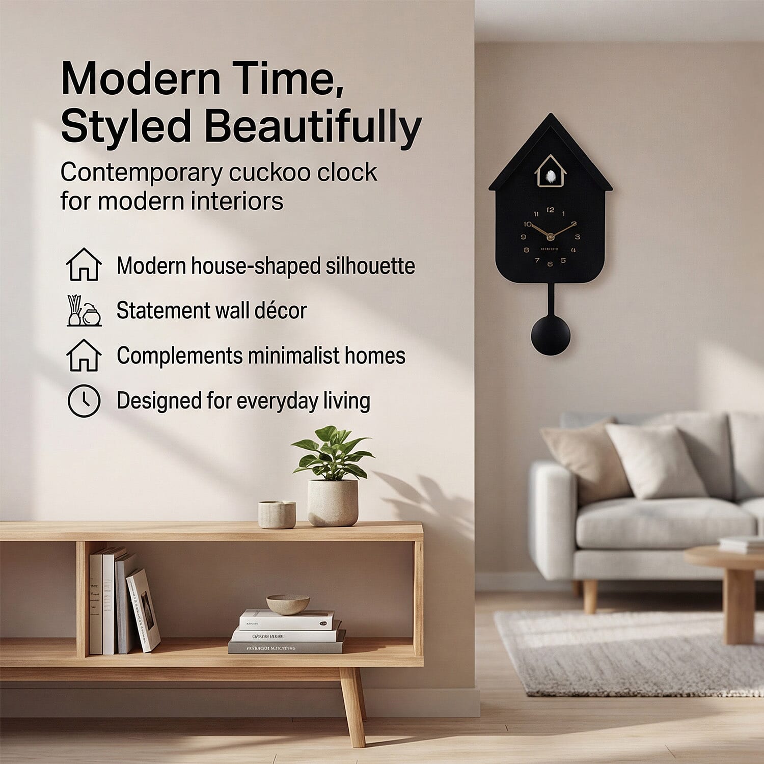 Cuckoo Wall Clock - Black