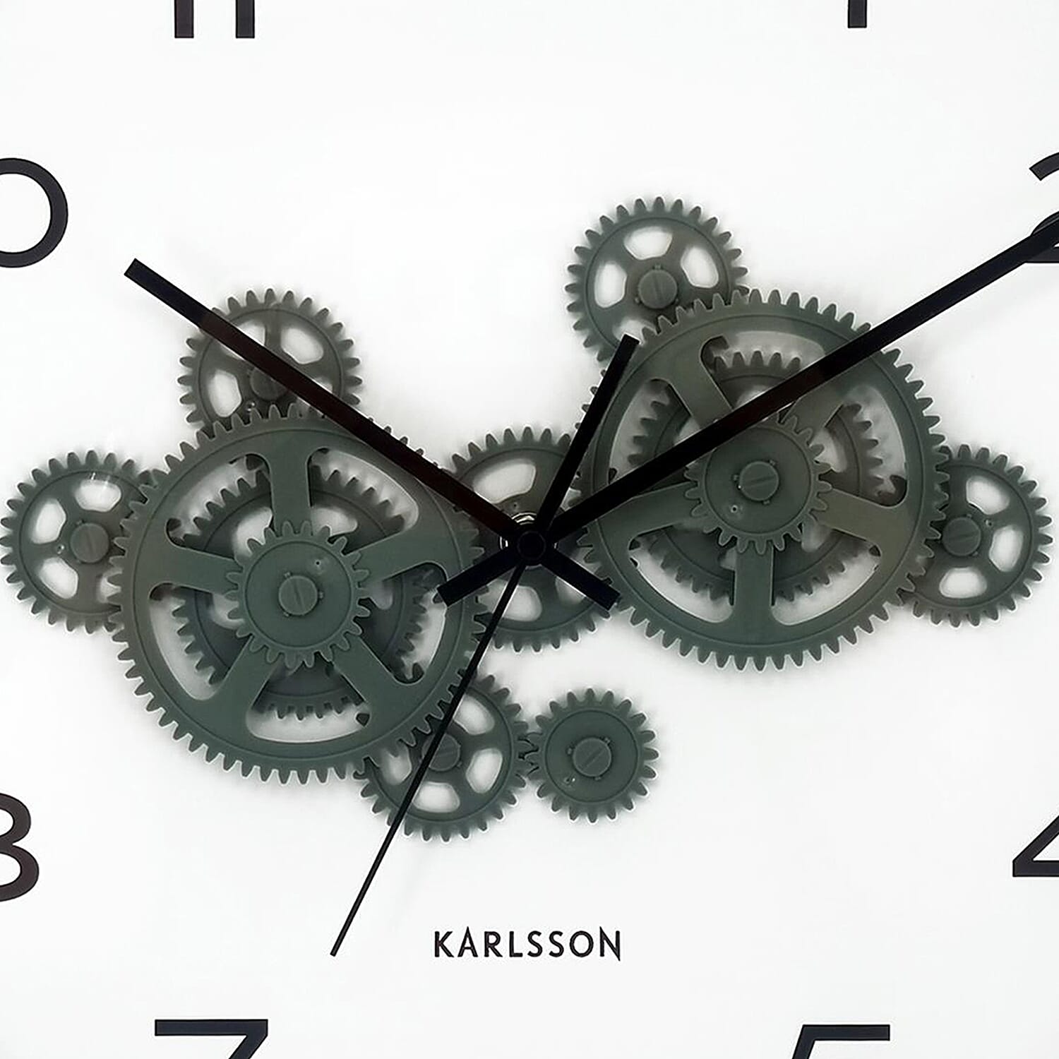 Present Time Open Gear Wall Clock - Misty Blue Rim with Jungle Green Gear Design