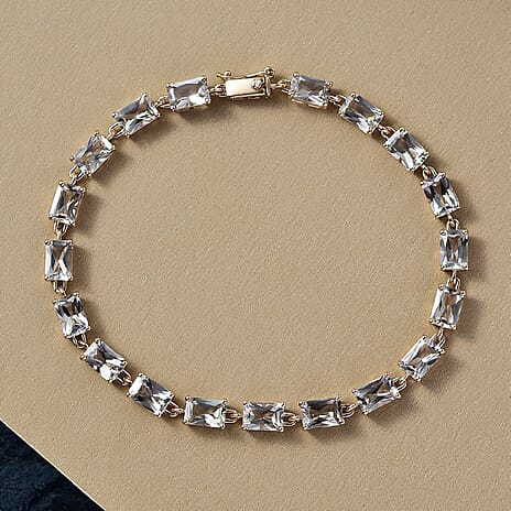 Luxoro 9K Yellow Gold AAA Radiant Cut Natural Turkizite Cluster Bracelet (Size - 7) 14.95 Ct, Gold Wt. 4.00 Gms.