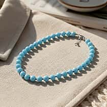 Sleeping Beauty Color Shell Pearl Beads Necklace (Size 18 - 2 Ext) in Silver Tone 200.00 Ct.