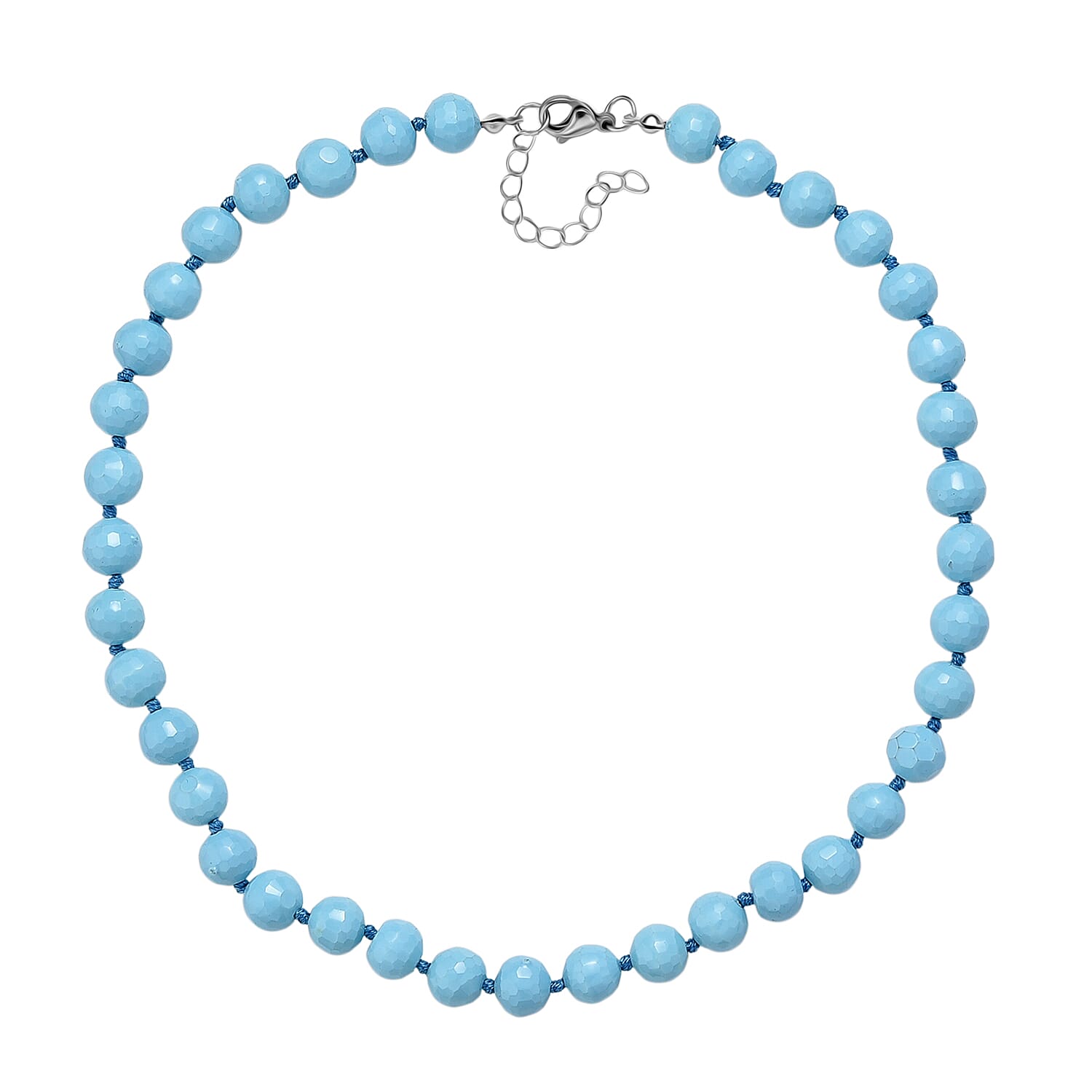 Sleeping Beauty Color Shell Pearl Beads Necklace (Size 18 - 2 Ext) in Silver Tone 200.00 Ct.