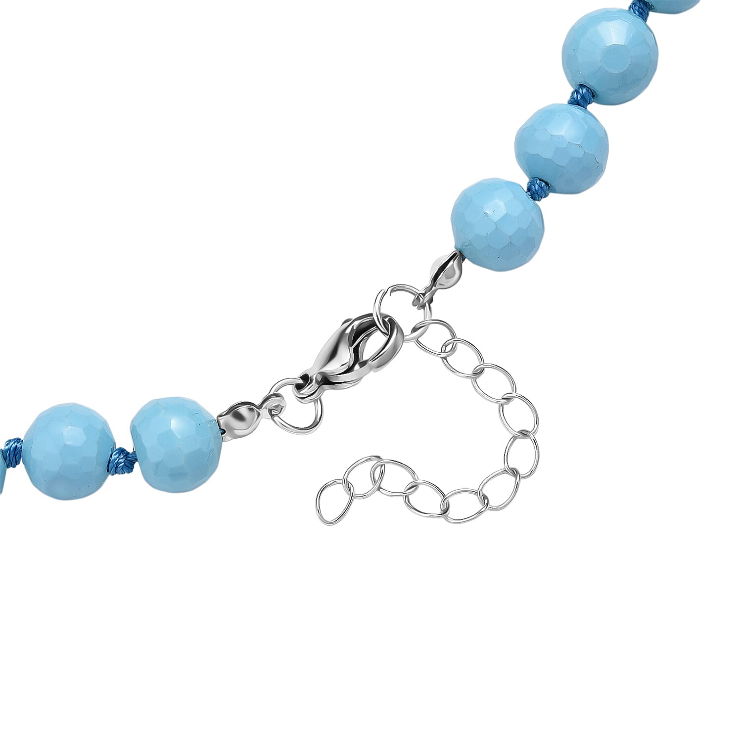 Sleeping Beauty Color Shell Pearl Beads Necklace (Size 18 - 2 Ext) in Silver Tone 200.00 Ct.