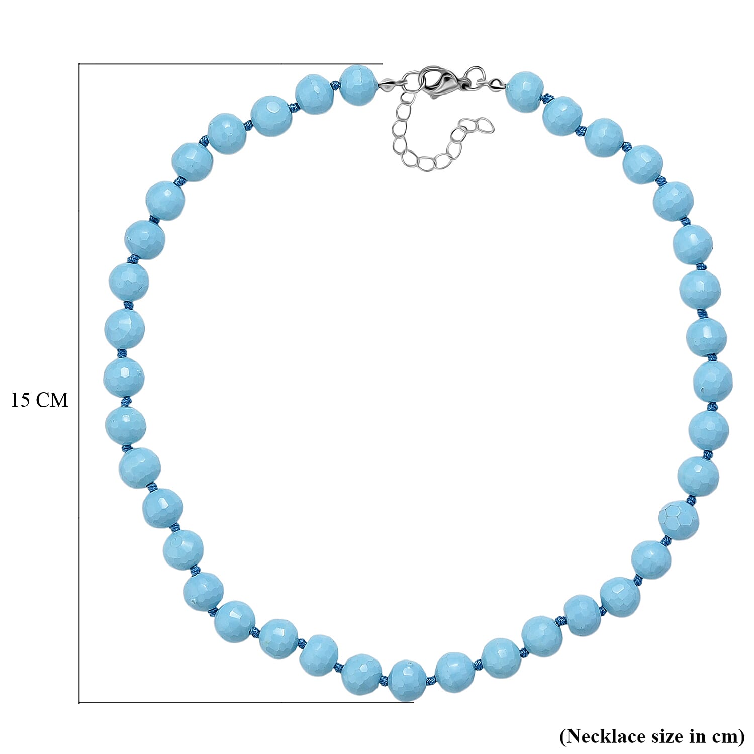 Sleeping Beauty Color Shell Pearl Beads Necklace (Size 18 - 2 Ext) in Silver Tone 200.00 Ct.