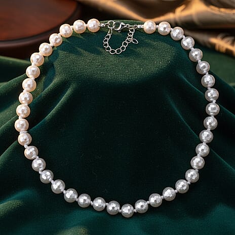 South Sea White Colour Faceted Shell Pearl Necklace (Size 18 - 2 Ext) 200.00 Ct.