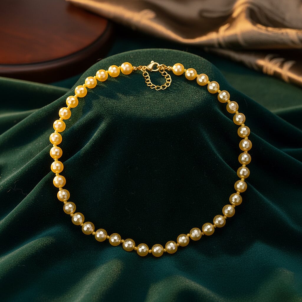 Golden Shell Pearl Beads Necklace (Size 18 - 2 Ext) in Yellow Gold Tone 200.00 Ct.