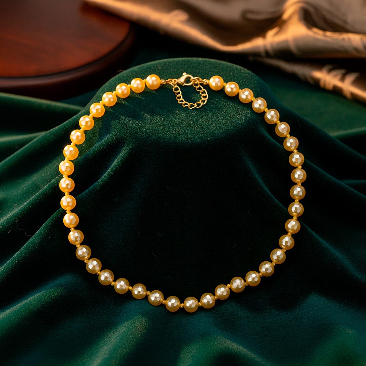 South Sea  Golden Colour Faceted Shell Pearl Necklace (Size 18 - 2 Ext) 200.00 Ct.