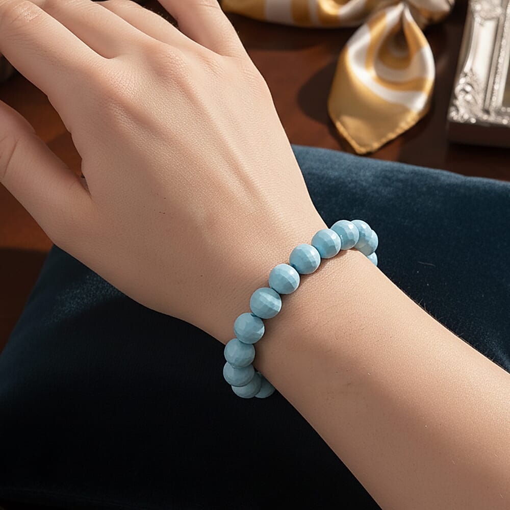 Sleeping Beauty Color Shell Pearl Bracelet (Size 7 Stretchable) 110.00 Ct.
