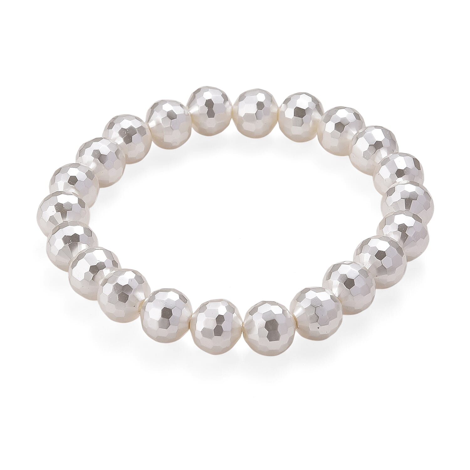 White Shell Pearl Bracelet (Size 7 Stretchable) 110.00 Ct.