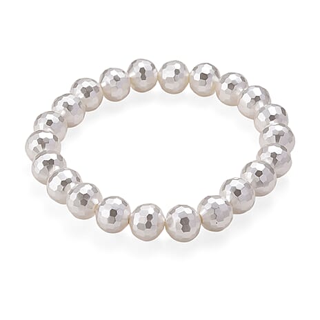 White Shell Pearl Bracelet (Size 7 Stretchable) 110.00 Ct.
