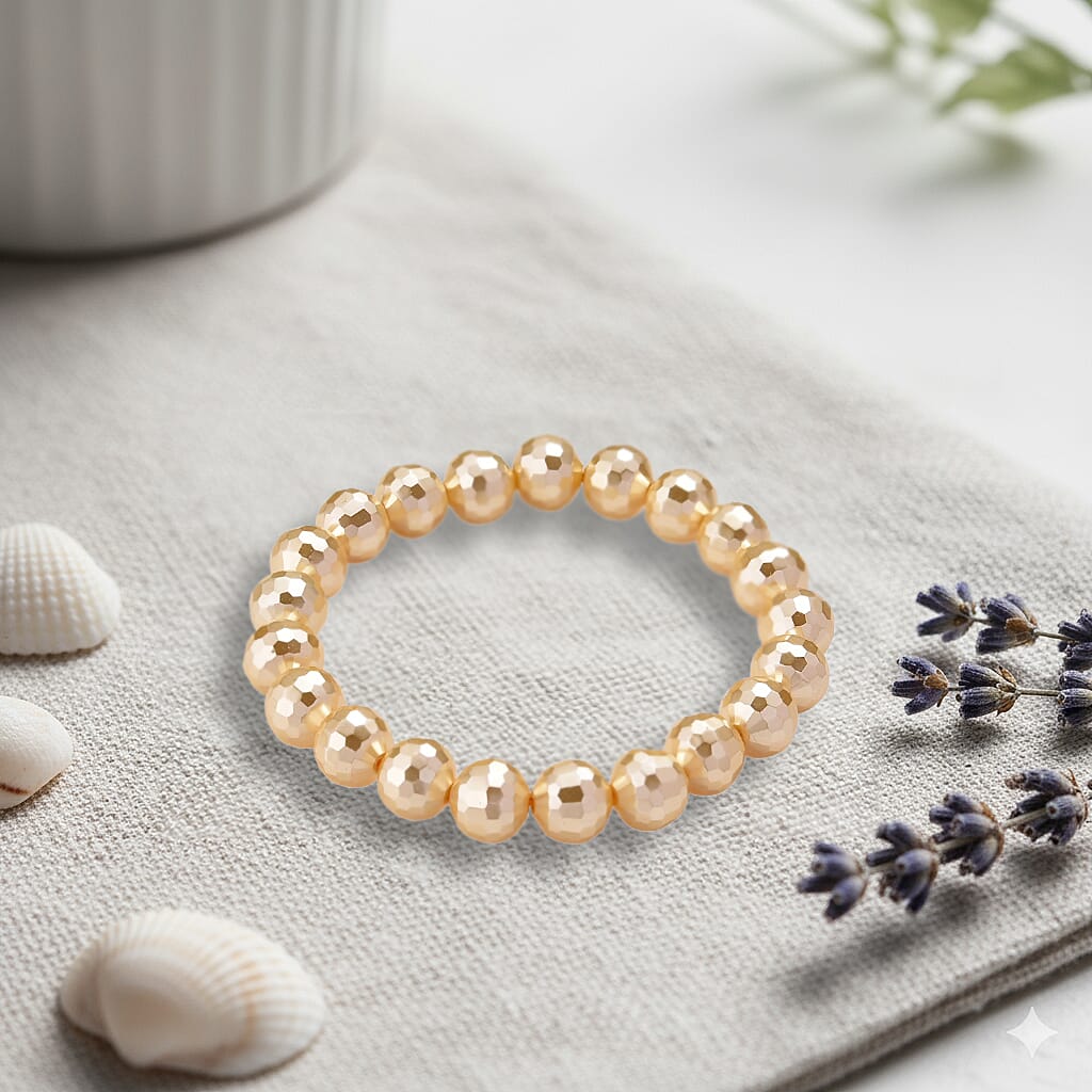 Golden Shell Pearl Bracelet (Size 7 Stretchable) 110.00 Ct.