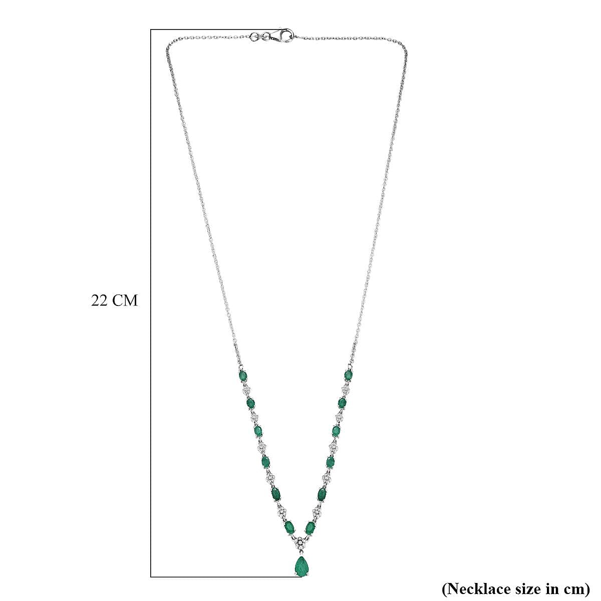 D'Joy Emerald Neckalce (Size 20) with Lobster Clasp in Rhodium Overlay Sterling Silver 2.71 Ct, Silver Wt. 7.95 Gms.