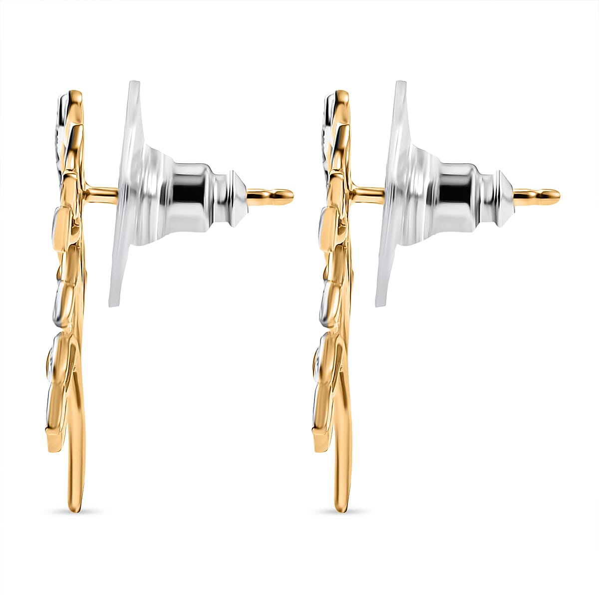 EverTrue White Diamond Tree Earring in Yellow Gold Plated