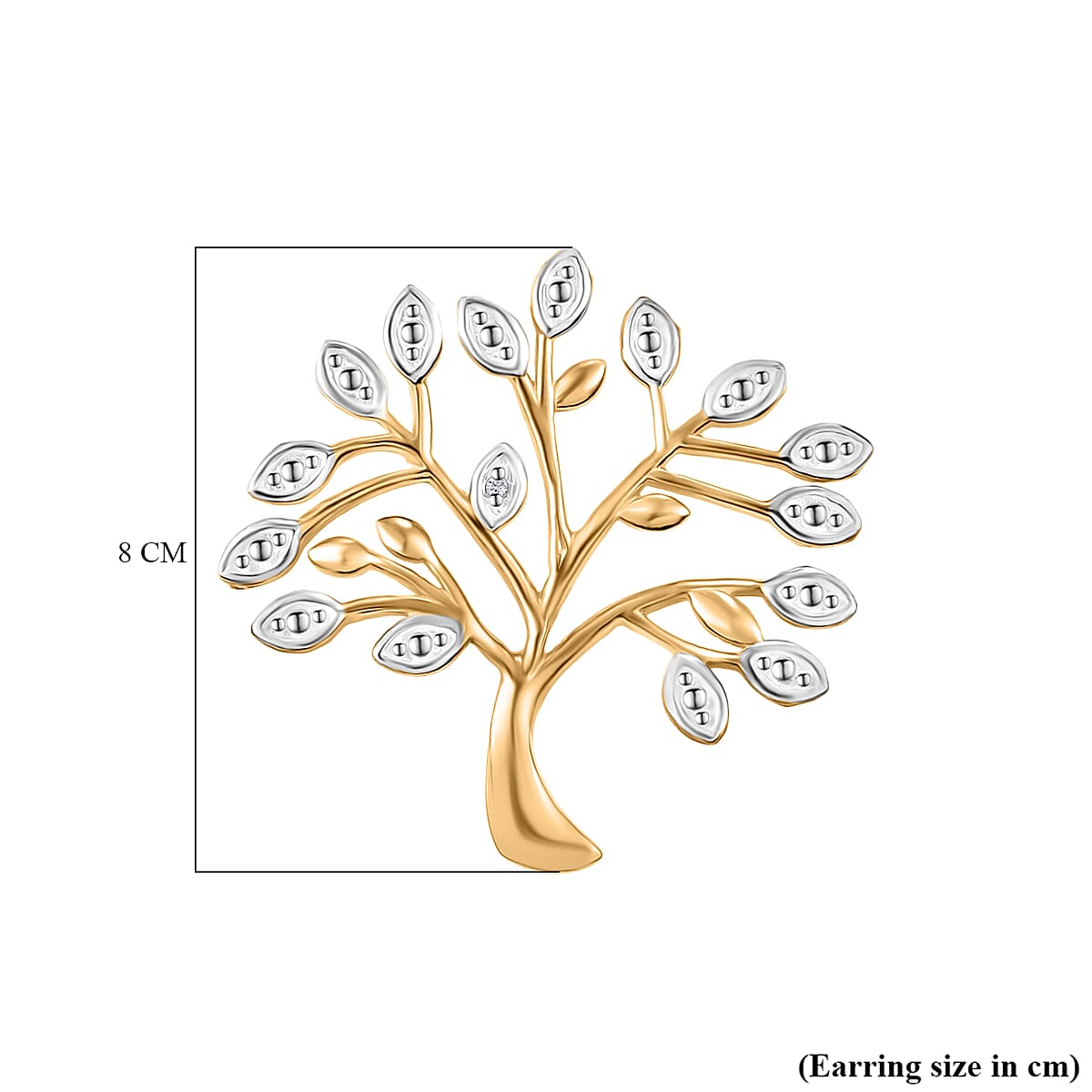 EverTrue White Diamond Tree Earring in Yellow Gold Plated