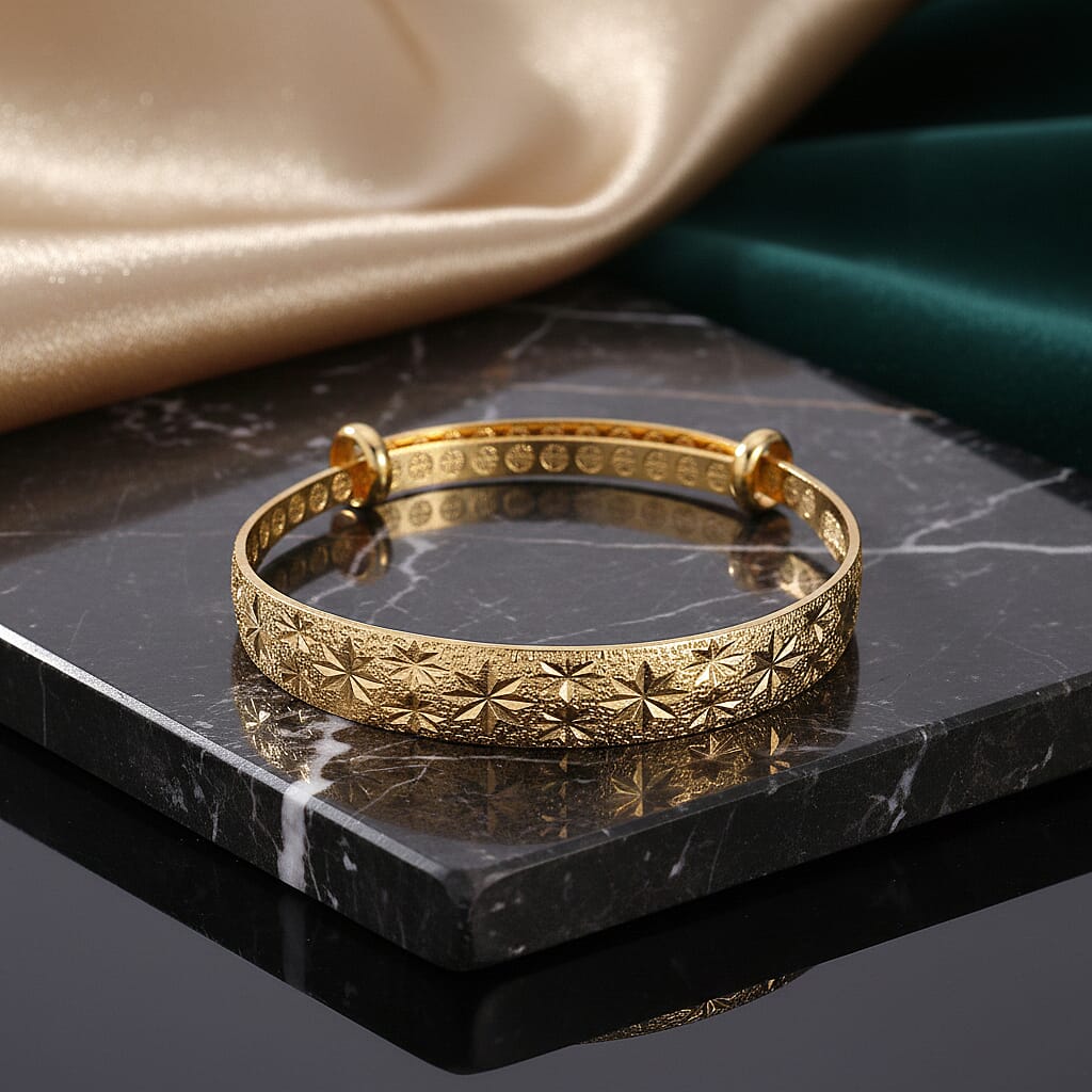 Floral Harmony Adjustable Bangle (Size - 7 to 7.5)