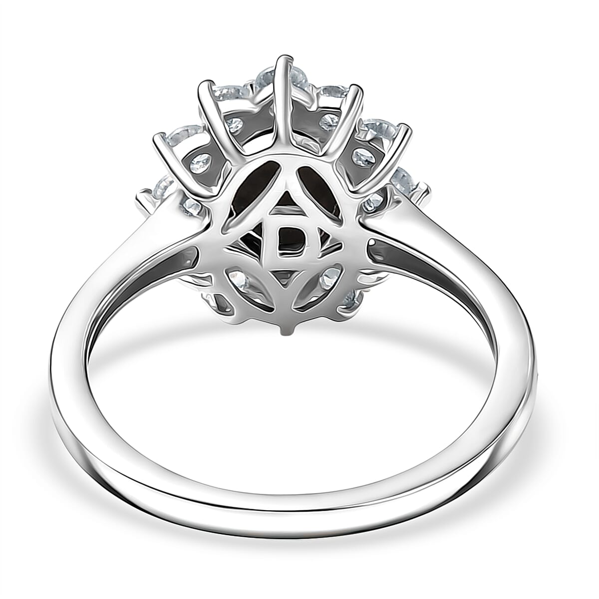 D'Joy Boulder Opal Triplet & White Zircon Ring in Rhodium Overlay Sterling Silver 1.75 Ct.