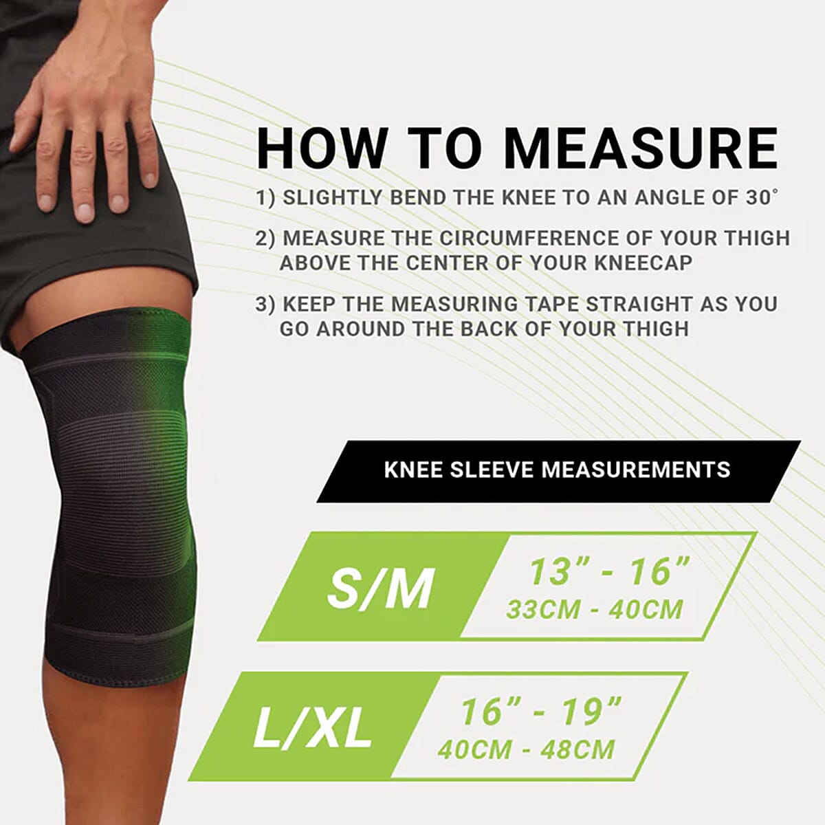 Green Drop Knee Compression Sleeve (Size - S-M, 24 cm) - Black
