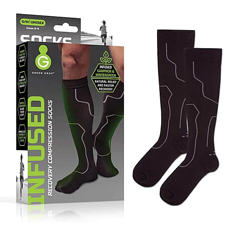 Green Drop Compression Socks (Size - L-XL, 6-9) - Black