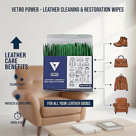 Pack of 25 X 2 - Vetro Power Leather Restoration Wipes