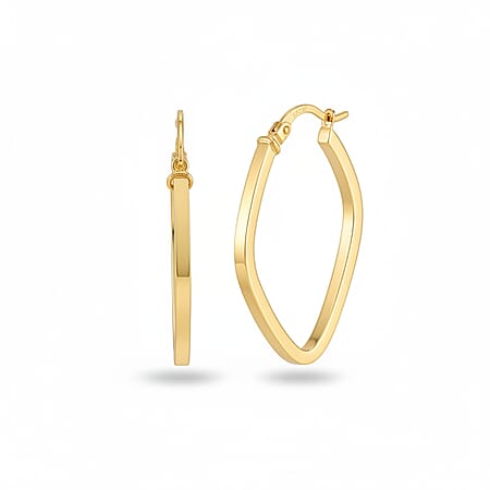 Maestro Collection-9K Yellow Gold Geometric Hoop Earring with Clasp
