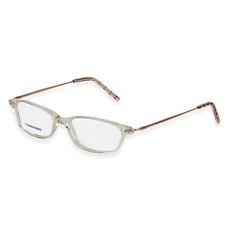 Burberry Unisex Crystal Rectangular-Shaped Reading Glasses With Metal Check Design (Power - 2.5) - Red