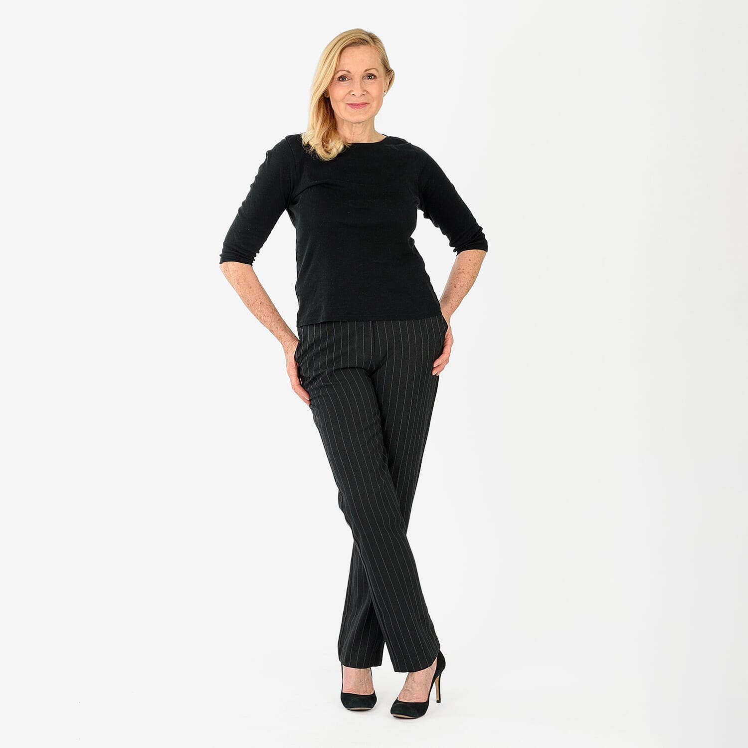 Marina Kaneva Pinstripe Straight Leg Trousers