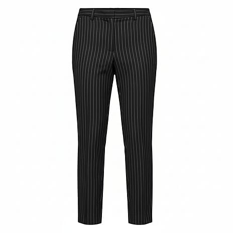Marina Kaneva Pinstripe Straight Leg Trousers (Size 12) - Black