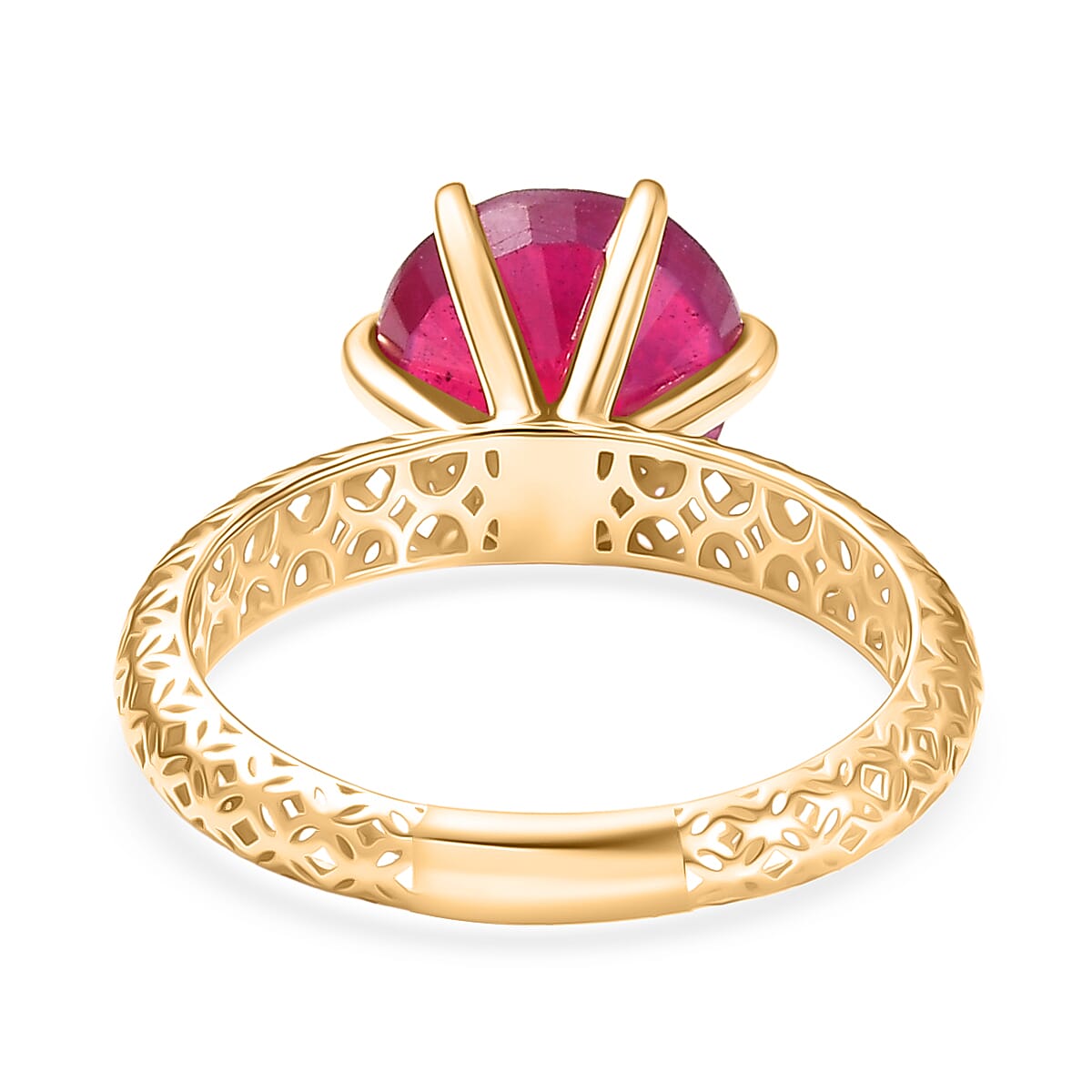 Luxoro 9K Yellow Gold AAA African Ruby Solitaire Ring 4.65 Ct.