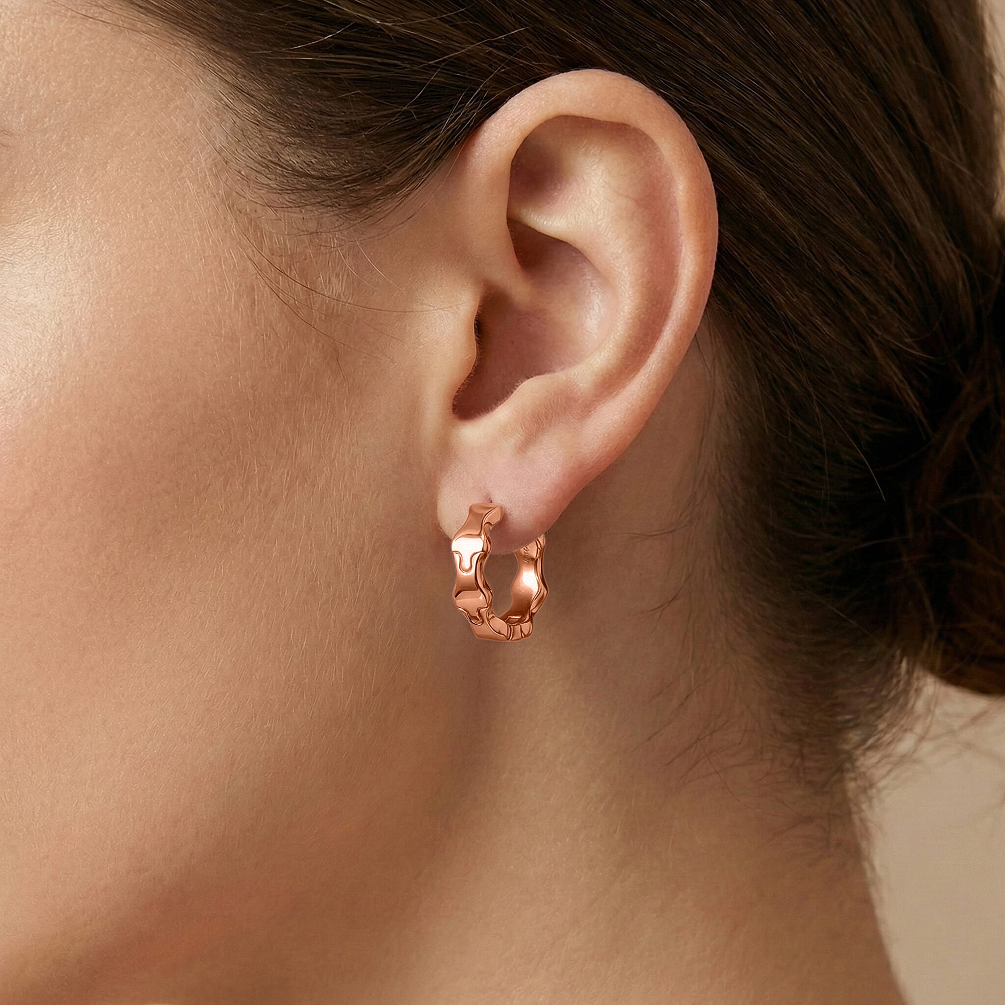 Lucy Q Hoop Earring in 18K Vermeil Rose Gold Plated Sterling Silver
